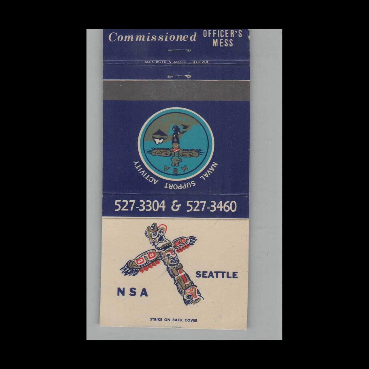 Matchbook Cover NSA Commissioned Officer\'s Mess Seattle WA