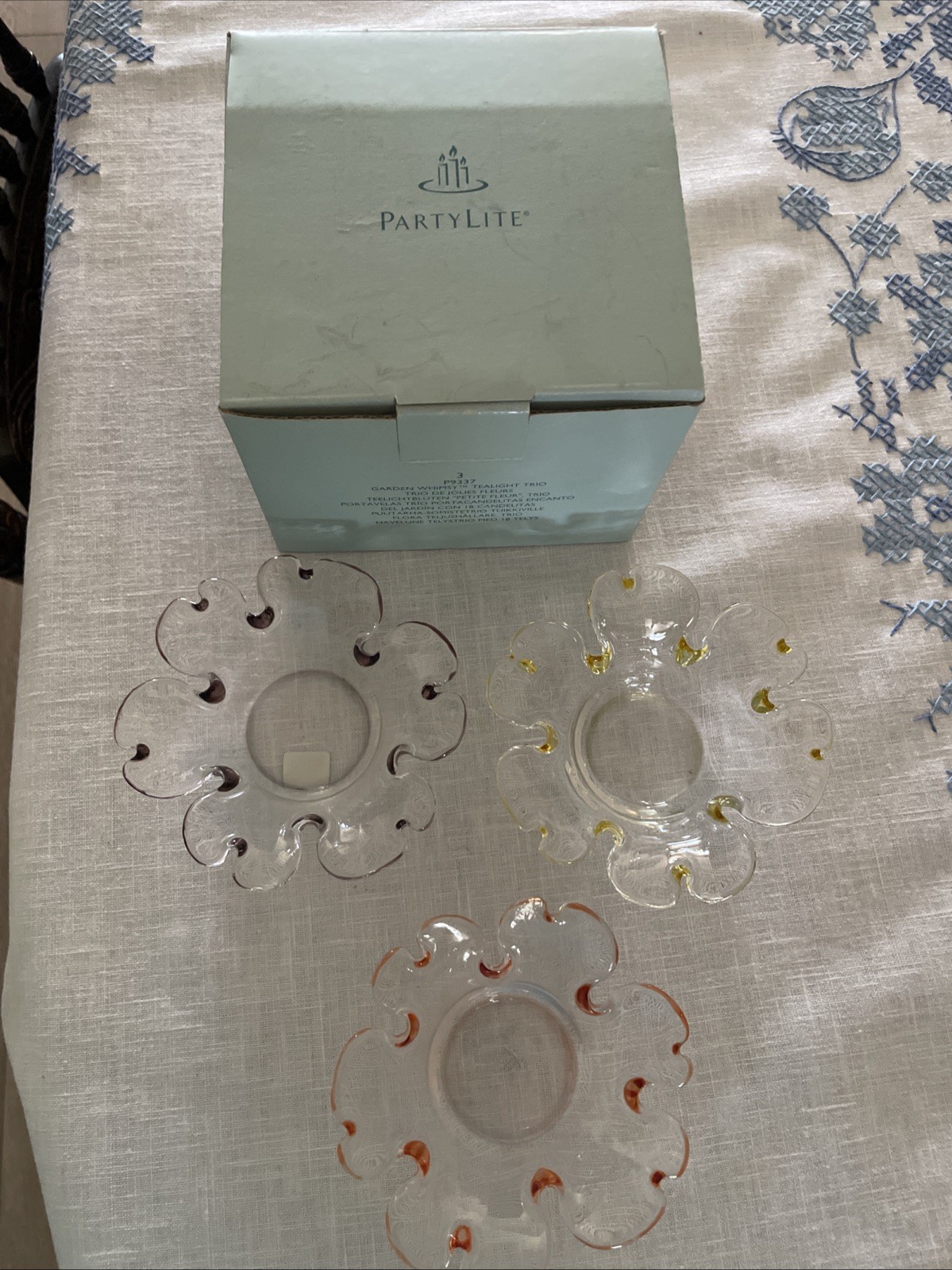 NEW IN BOX PARTYLITE GARDEN WHIMSY TEALIGHT TRIO MODEL #P9337 SET OF 3 HOLDERS