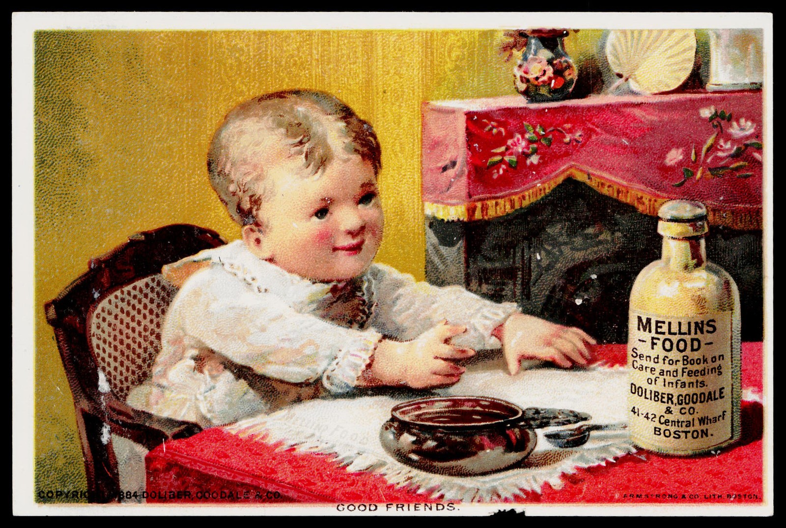 1884 Mellin\'s Food Doliber Goodale Boston MA Victorian Litho Trade Card