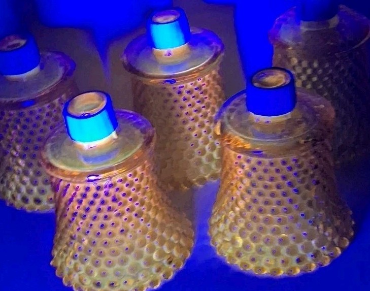 5 Pack Vintage Yellow Amber Dot Hobnail Glass Votive Cup Candle Holder 3.5
