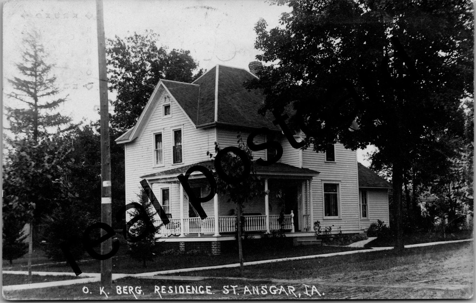 RPPC O.K. Berg Residence St. Ansgar Iowa 1909 Kruxo Real Photo Postcard RPPC O.K. Berg Residence St. Ansgar Iowa 1909 Kruxo Real Photo Postcard