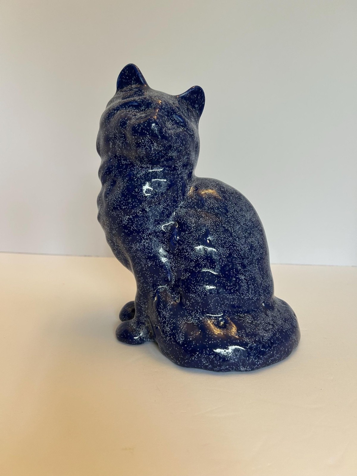Vintage Speckled Cobalt Blue Pottery Cat Figurine, Handmade Studio Art Ceramic S Vintage Speckled Cobalt Blue Pottery Cat Figurine, Handmade Studio Art Ceramic S