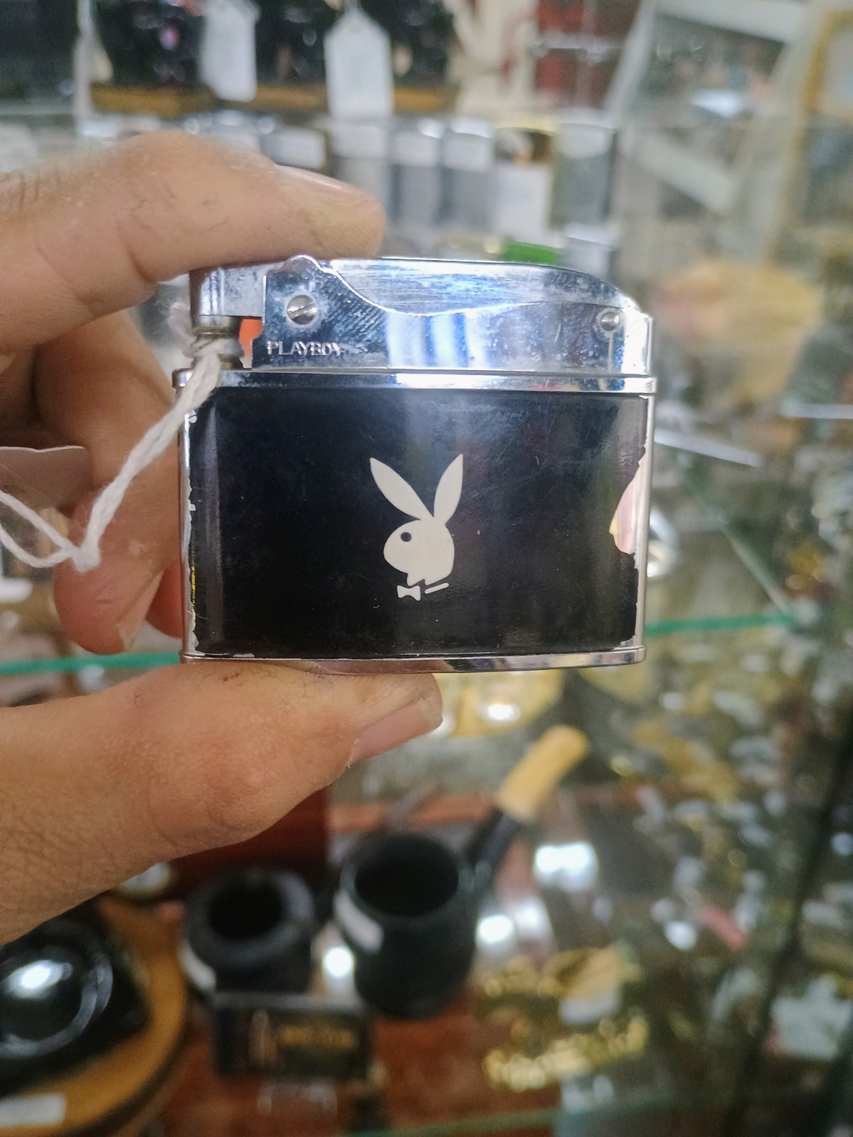 Vintage 1960s Playboy Bunny Logo Cigarette Lighter Black New Cotton & Wick Works