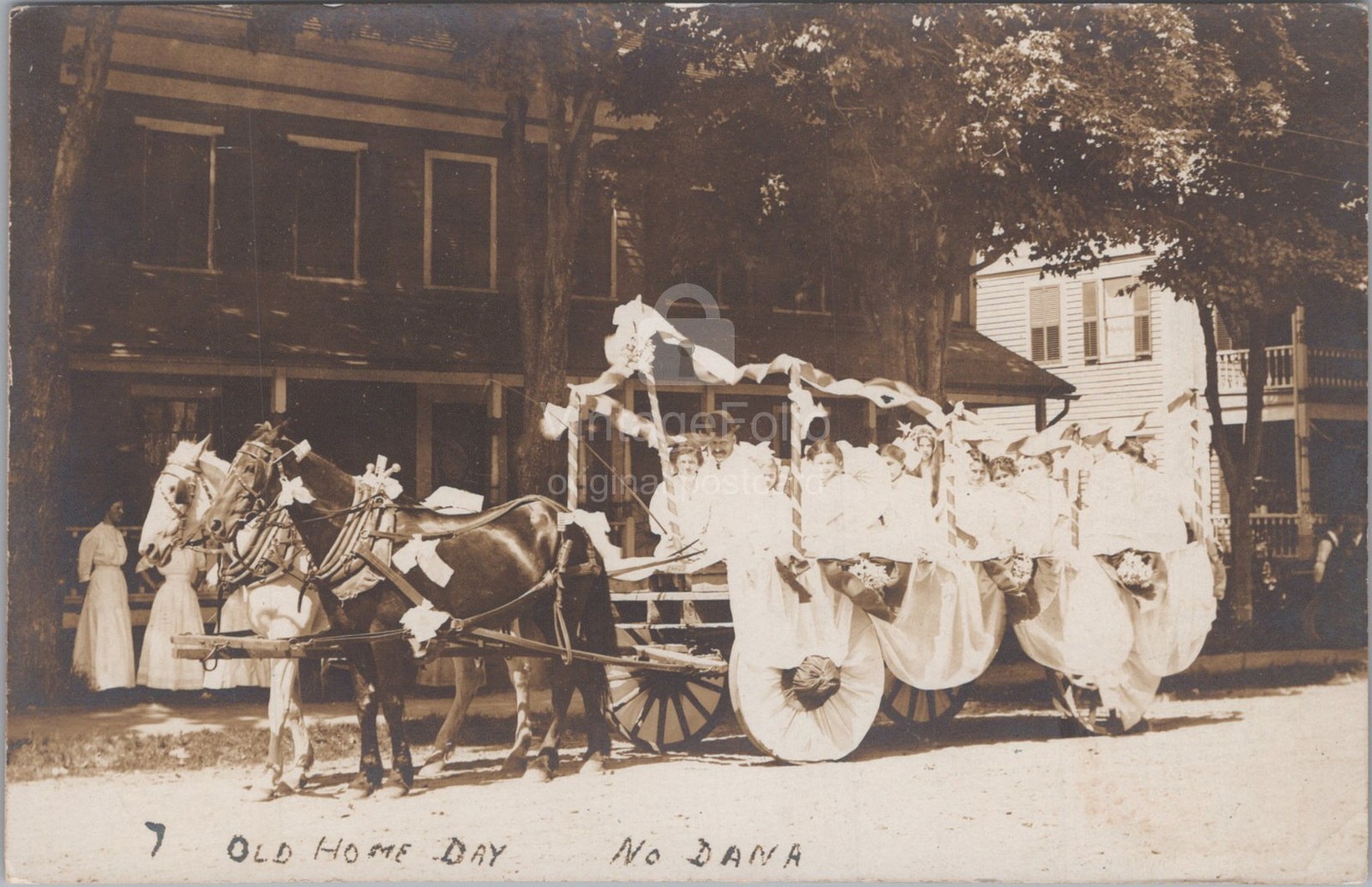 Old Home Day Parade Float North Dana MA Horse Drawn RPPC Eastern 1910 Postcard