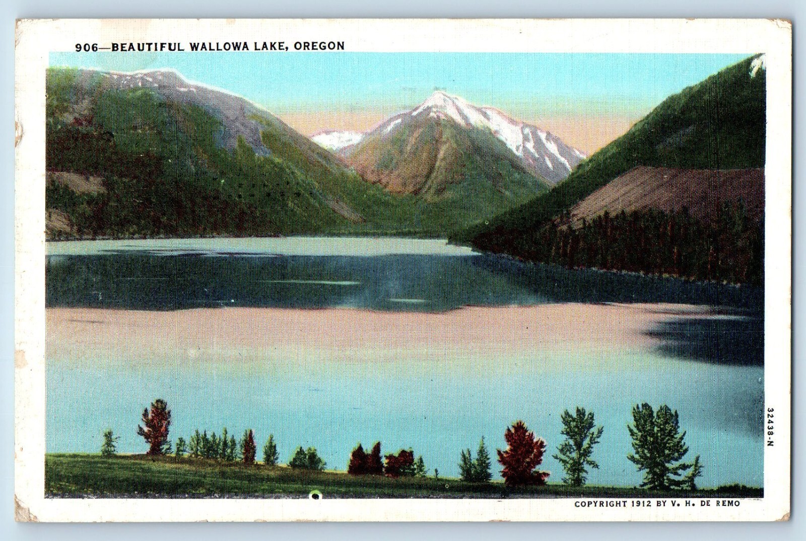 1947 Portland Oregon Postcard Beautiful Wallowa Lake River Mountains Posted