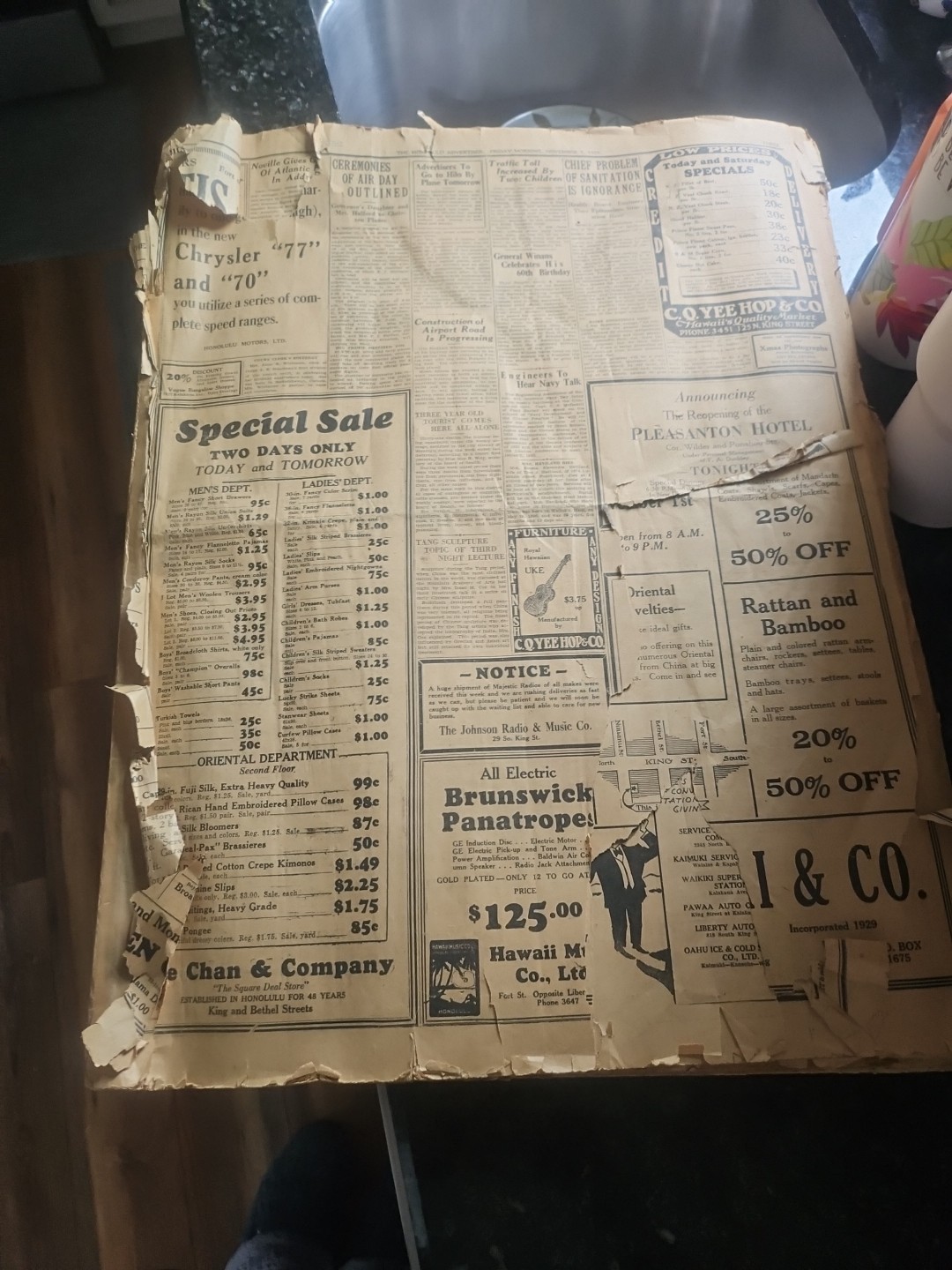 November 1929 Honolulu Advertiser