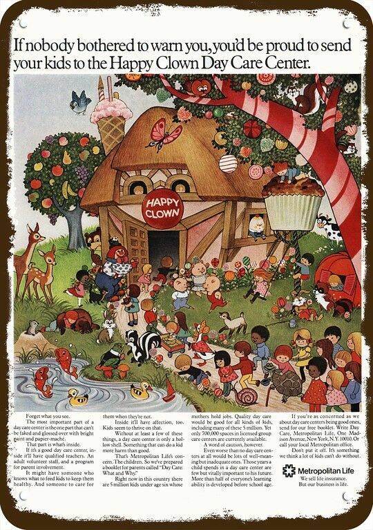 1972 METROPOLITAN LIFE INSURANCE Vintage Look DECORATIVE METAL SIGN - HAPPY CLOW 1972 METROPOLITAN LIFE INSURANCE Vintage Look DECORATIVE METAL SIGN - HAPPY CLOW