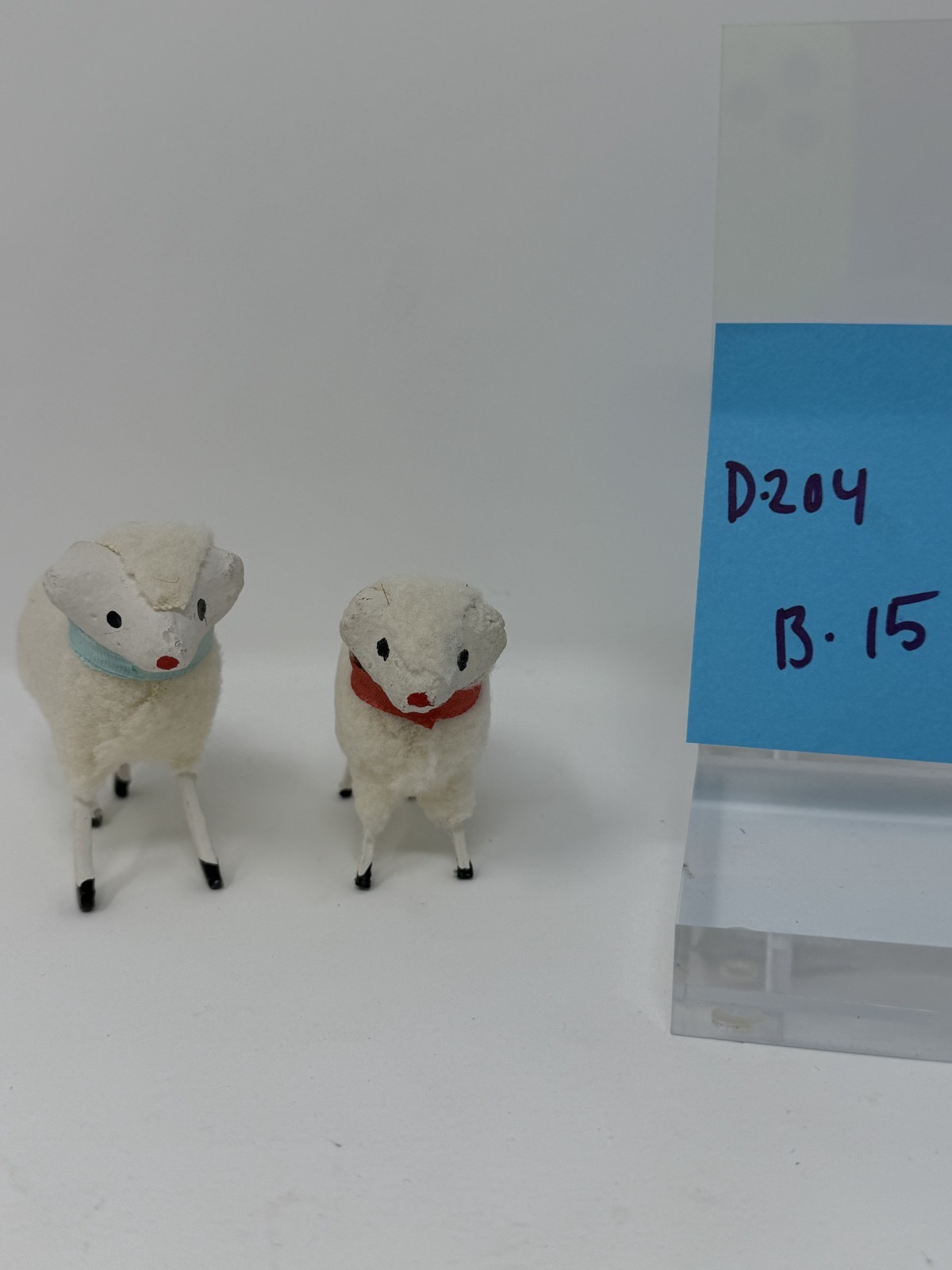 Vintage Miniature Flocked Sheep Figurines - Set of 2