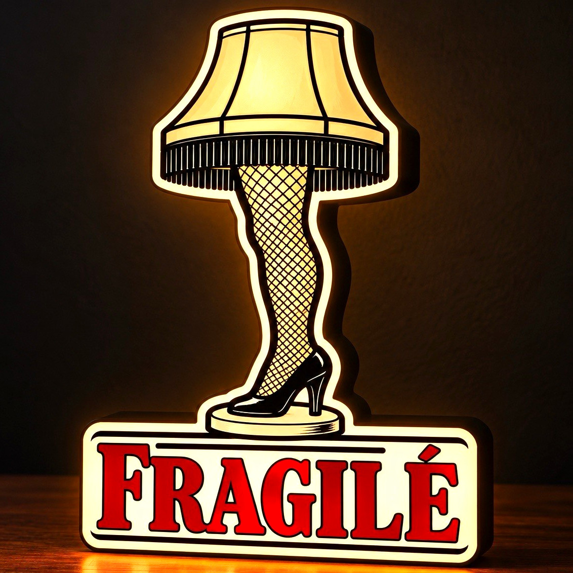 A Christmas Story Leg Lamp FRAGILÉ LightBox Display USB Powered
