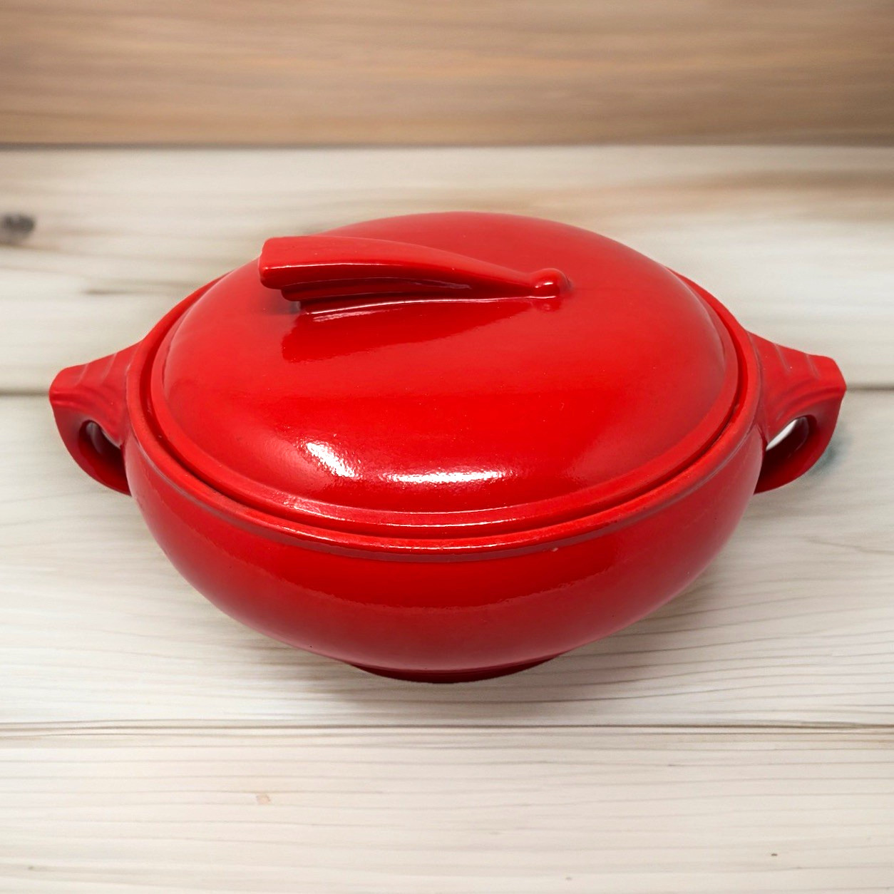 VTG Hall's Sundial Red Casserole MCM Glossy Finish 1950s EVC No Chips Beautiful