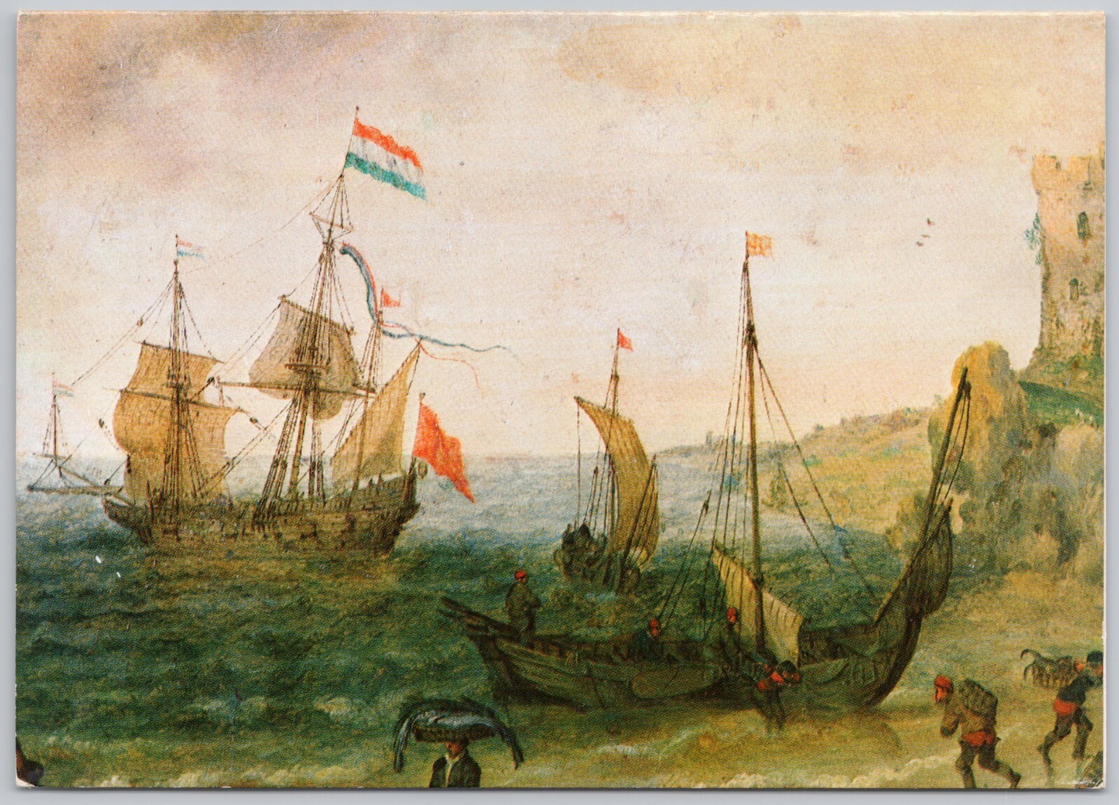 Adam Willaerts Painting Postcard Fishermen at the Seaside
