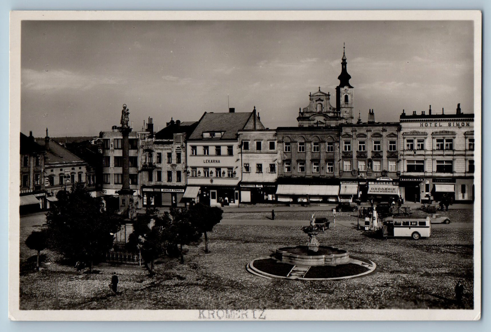 Ziln Czech Republic Postcard Kromeriz Masarykovo Namesti c1950\'s RPPC Photo