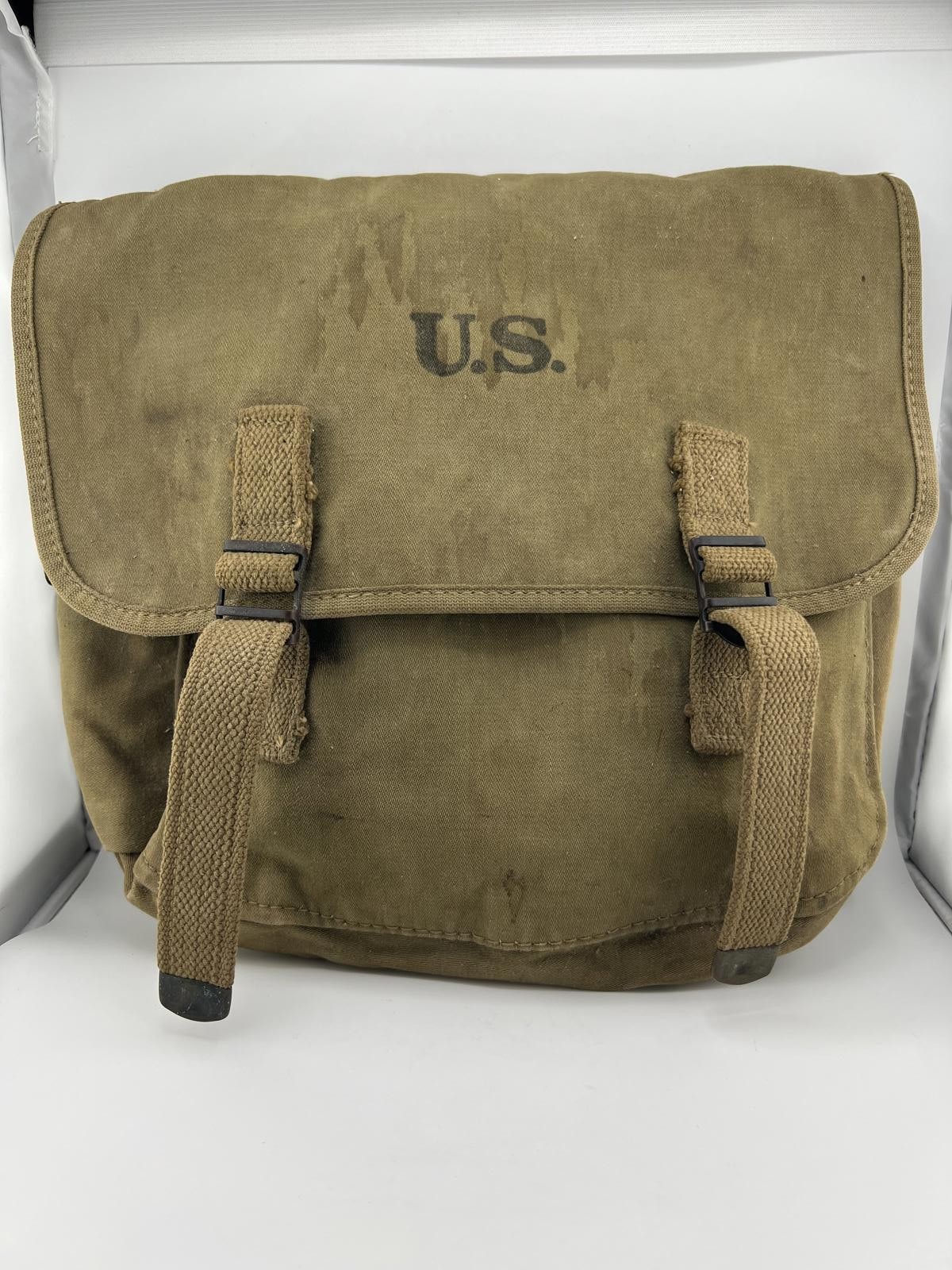 WWII 1942 US Army Canvas Field Bag BSA Mess Kit Vintage Camping Set