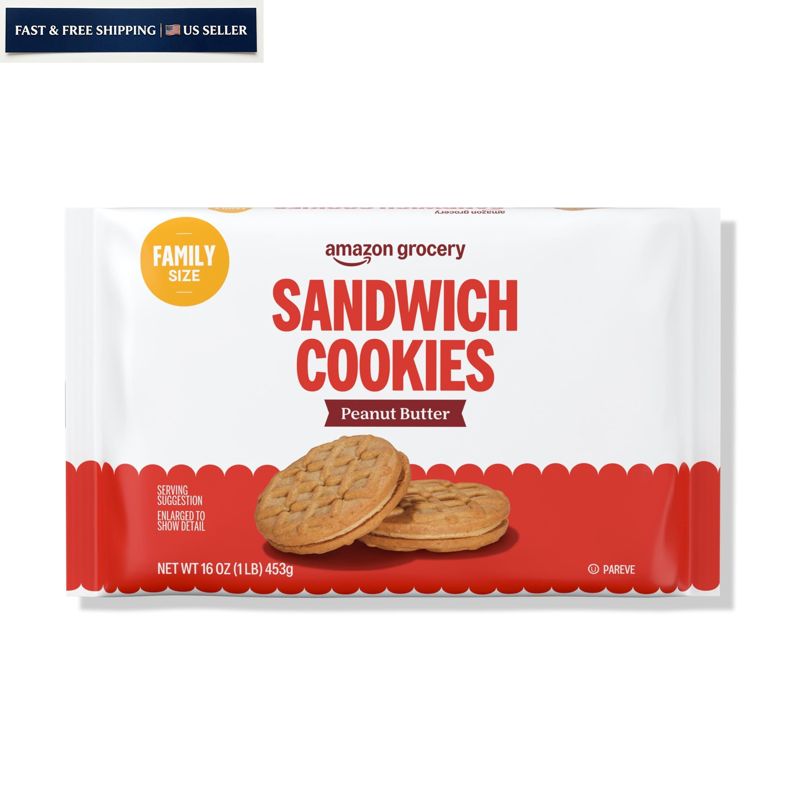 Amazon Grocery, Peanut Butter Sandwich Cookies, 1 Lb 1 Pound (Pack of 1)