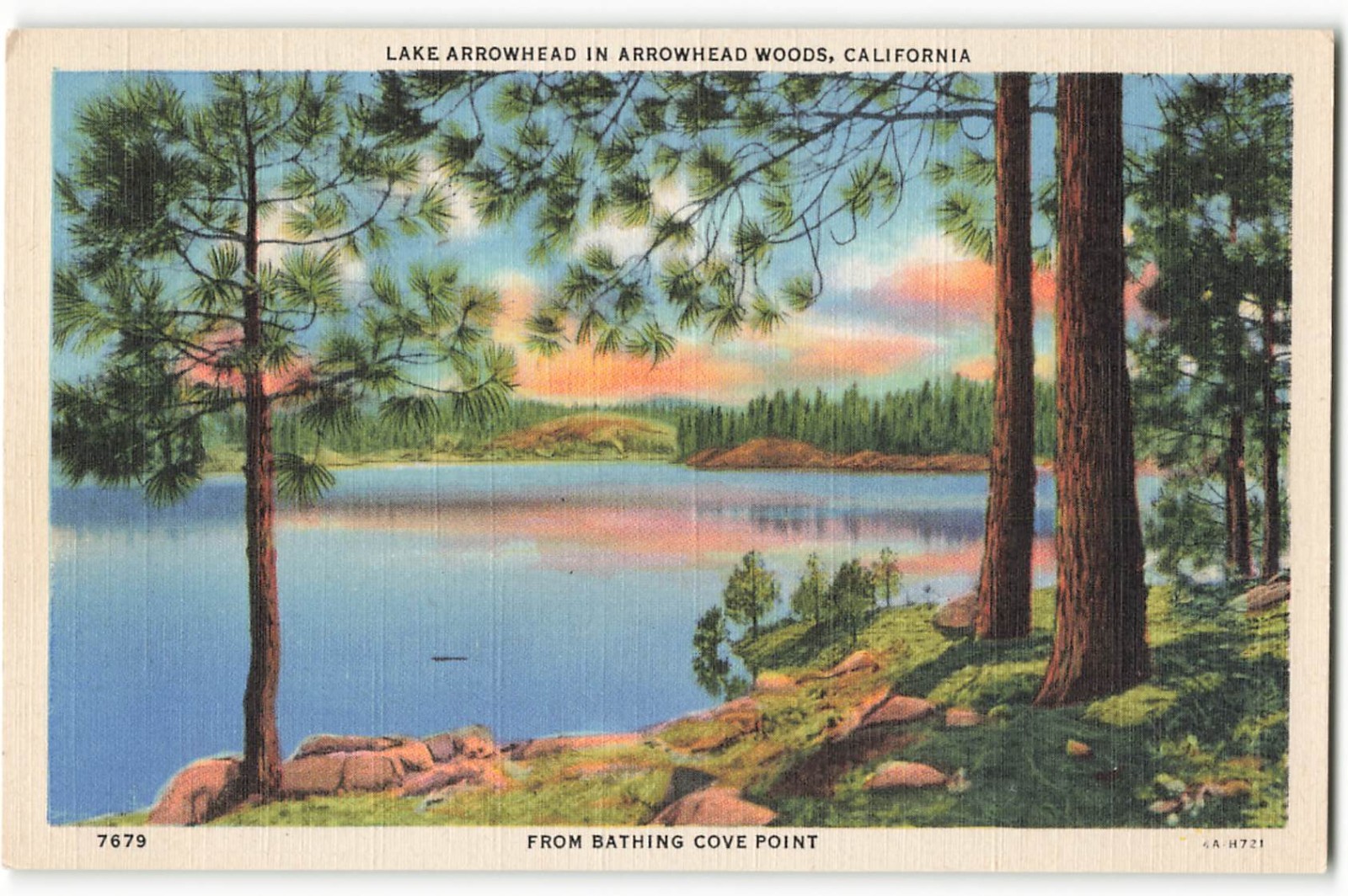 Lake Arrowhead In Arrowhead Woods, California VTG Postcard SK3.