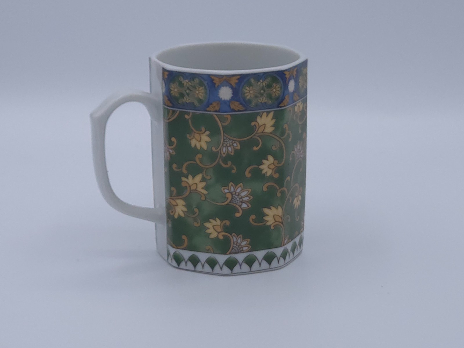 hues and brews forrest green octagon mug made in japan