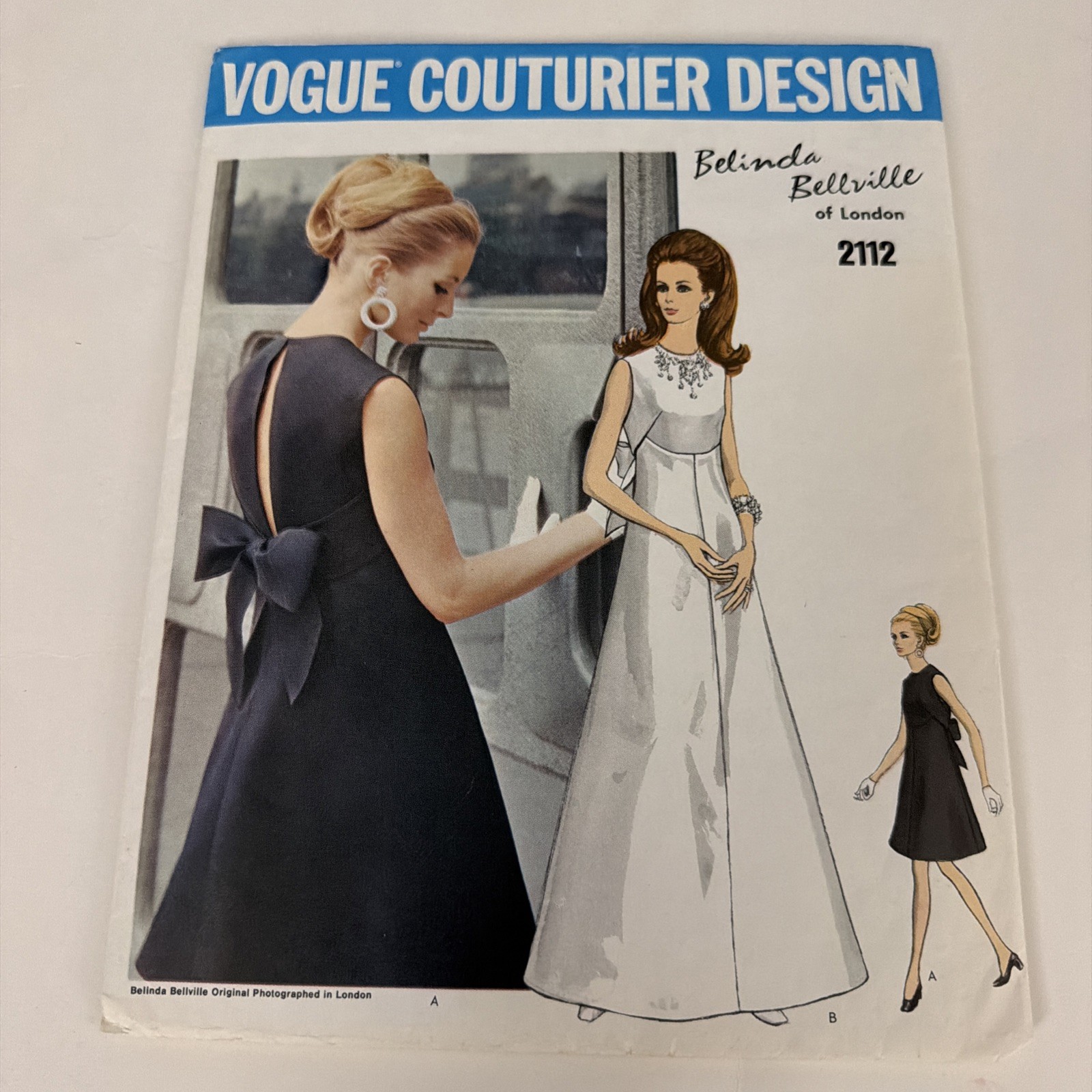 Vintage 1960s Vogue Couturier Design 2112 Belinda Bellville Dress Size 10 UNCUT