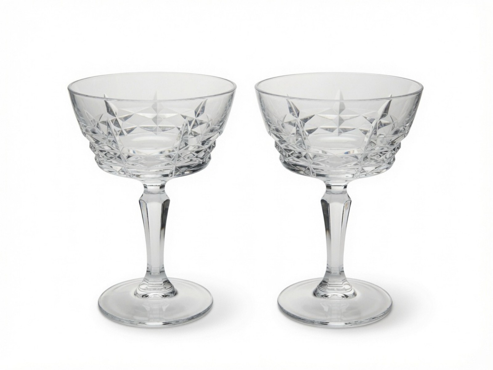 Vintage W.M. Dalton Cherbourg French Lead Crystal Champagne Glasses SET OF 2