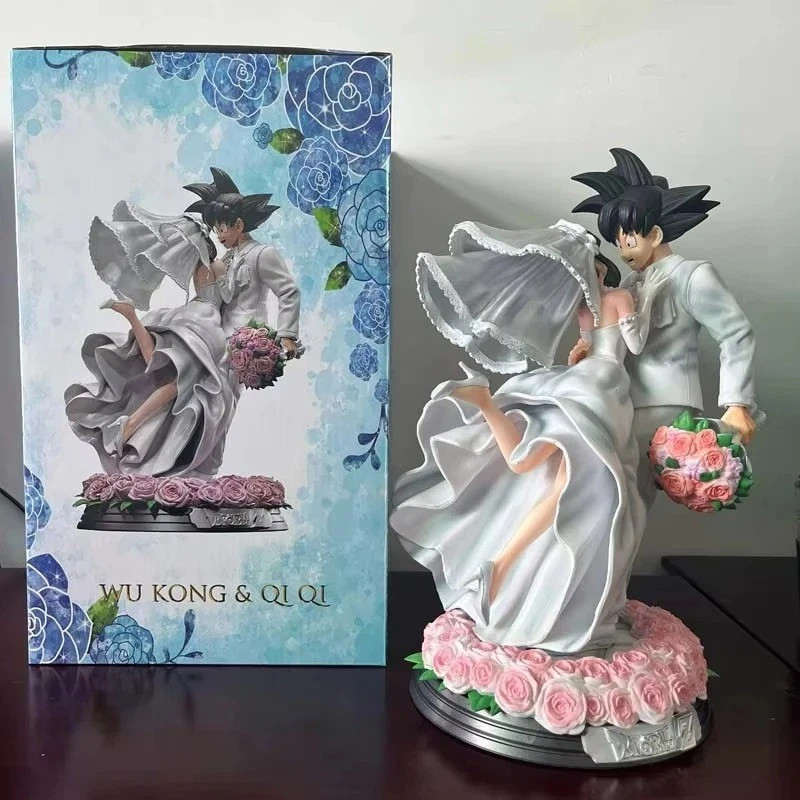 Anime Figure 31cm Son Goku and Chichi Marry Wedding Cute Figure Collectible New