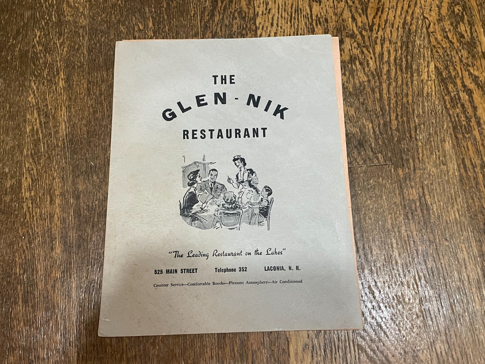 The Glen-Nik Restaurant Menu Laconia New Hampshire NH 1957 1950's MCM Vintage
