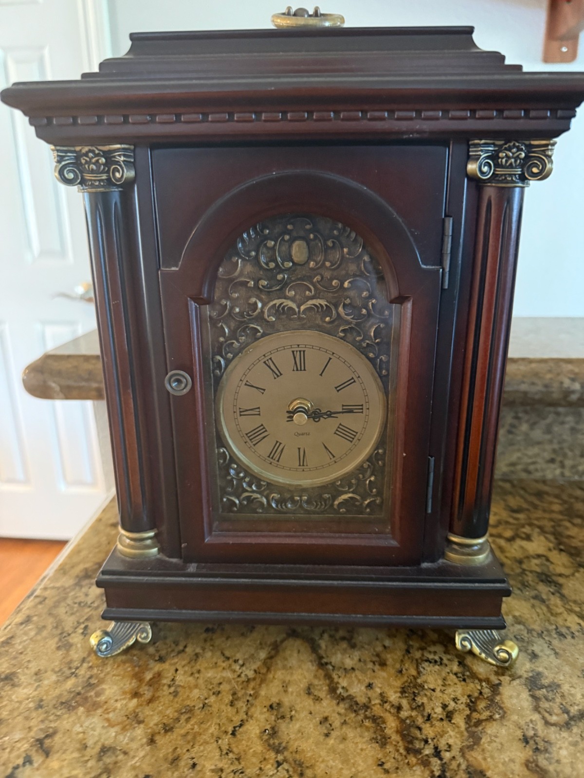 VTG 2001 Bombay Company Quartz Movement Mantel Clock with Belmont Storage area