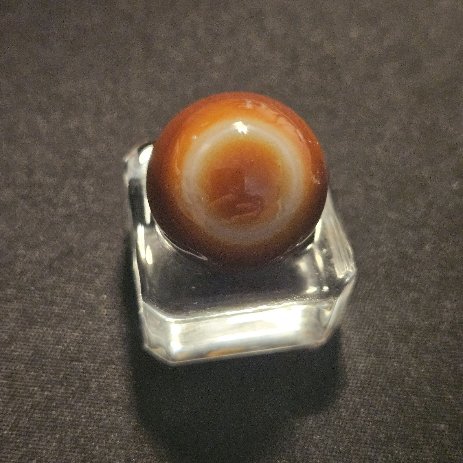 11G Natural Eye Agate, Beautiful Caramel Orange Banded Crystal Sphere