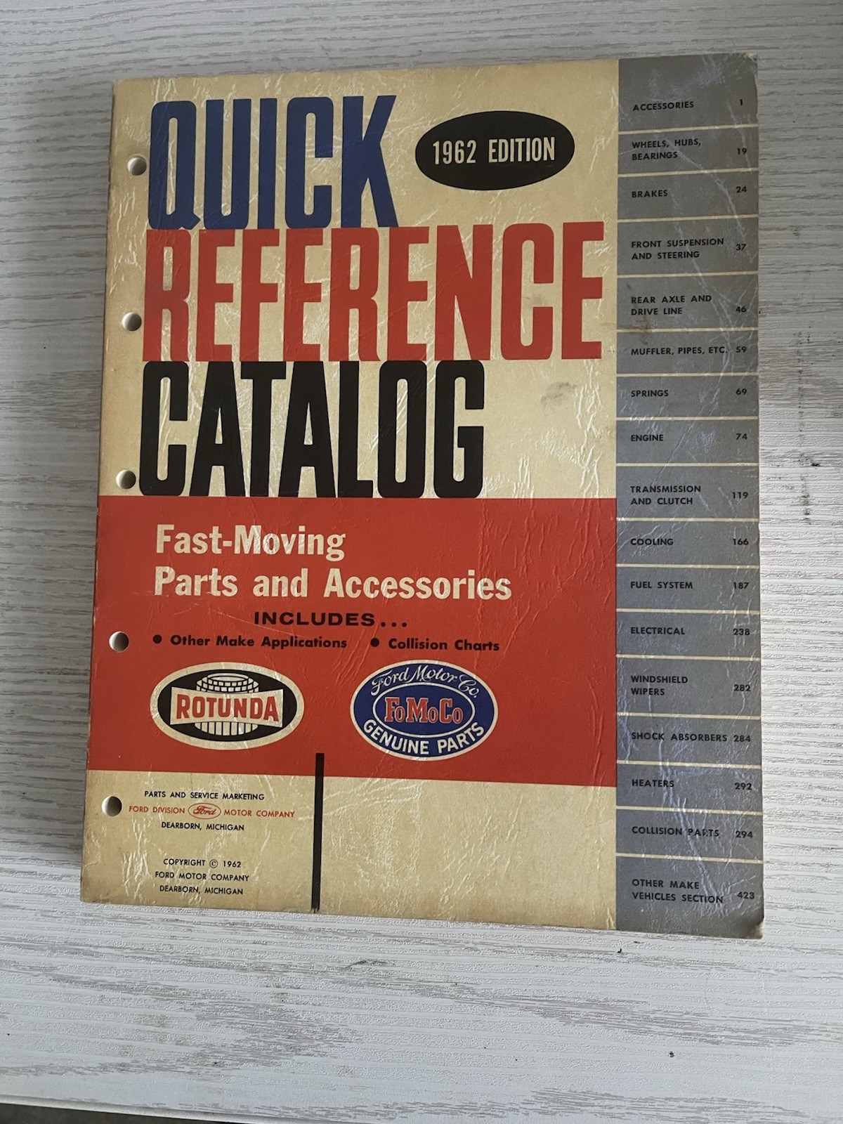 Ford Quick Reference Catalog - 1962 Edition