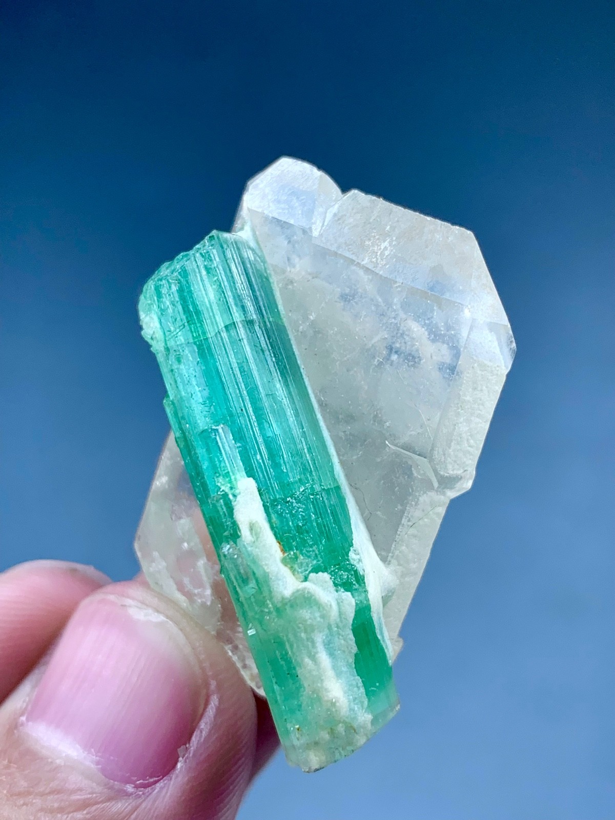 Natural Aesthetic Tourmaline On Quartz Specimen  From Afghanistan (18 Grams