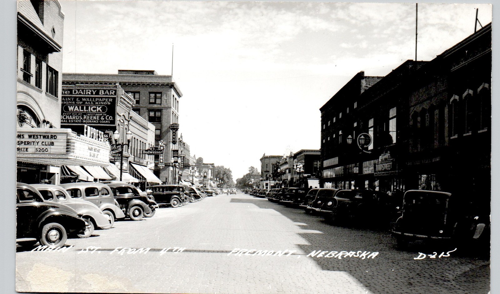 MAIN STREET fremont ne 1948 postcard nebraska real photo rppc downtown shops
