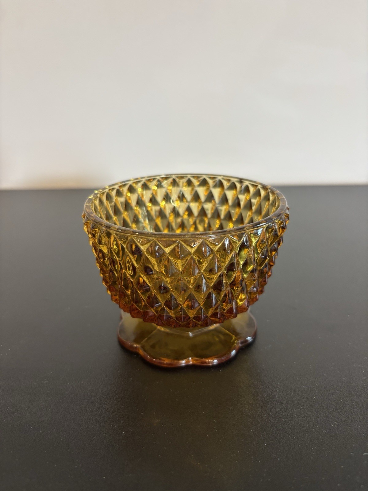 Vintage Indiana Amber Glass Diamond Point Fairy Lamp - BASE BOTTOM ONLY