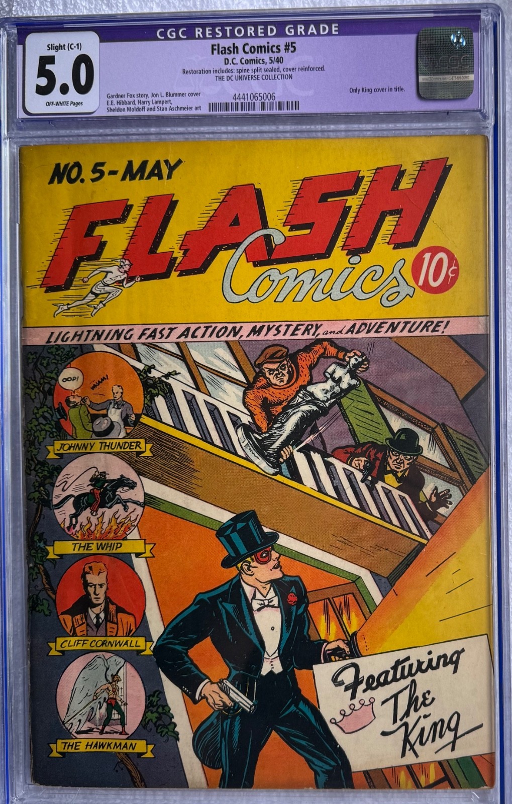 1940 DC Comics FLASH  #5 CGC 5.0 Slight C-1