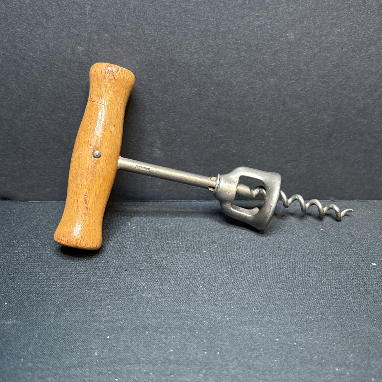 Vintage Wood Handled Corkscrew Stamped W. Germany Primitive Rustic Farmhouse