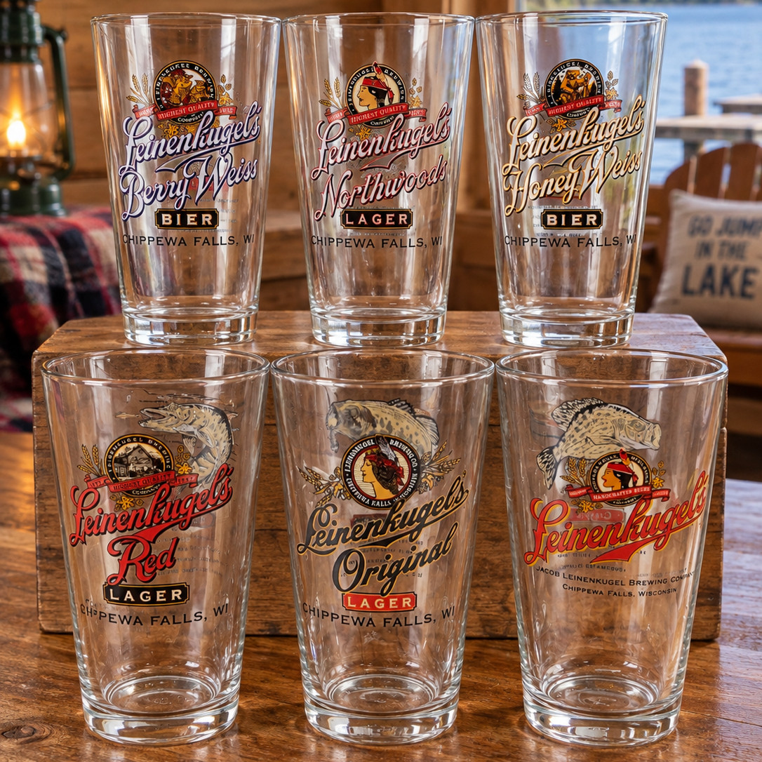 Leinenkugels Fish Series Pint Beer Glass Full Set of 6 Fishing Glasses Lot Leinenkugels Fish Series Pint Beer Glass Full Set of 6 Fishing Glasses Lot