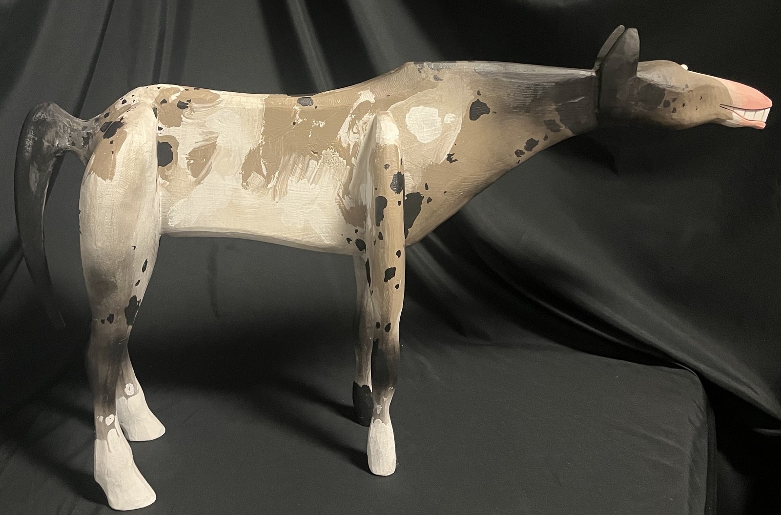 Southwest Folk Artist Signed Clifton Barr Large Wooden Horse