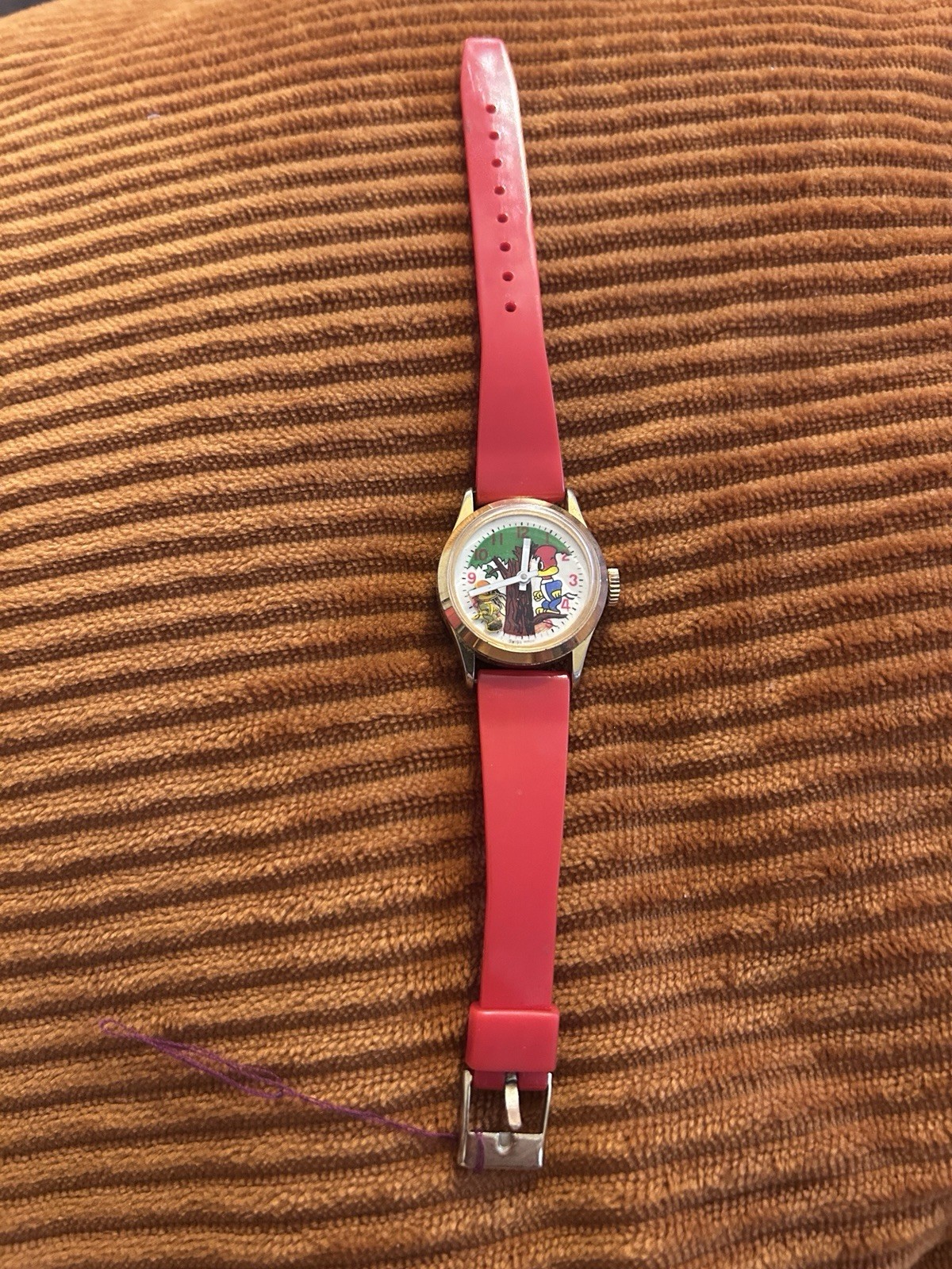 Vintage 1970s Woody Woodpecker Cartoon Wristwatch Red Bird Child Theme 14mm work