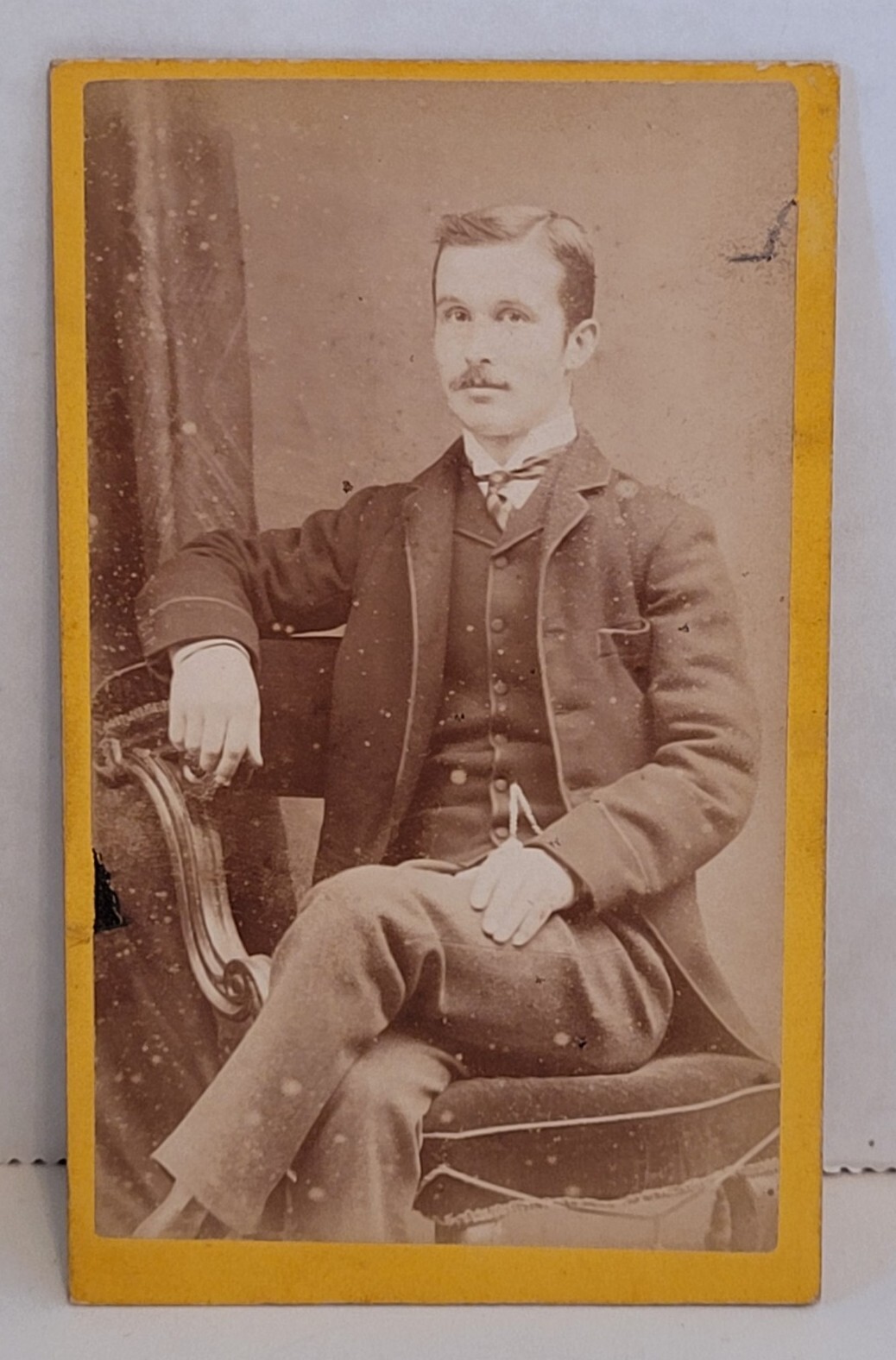 Antique CDV Photograph W. Bassett Photographer Guildford Young Man Picture
