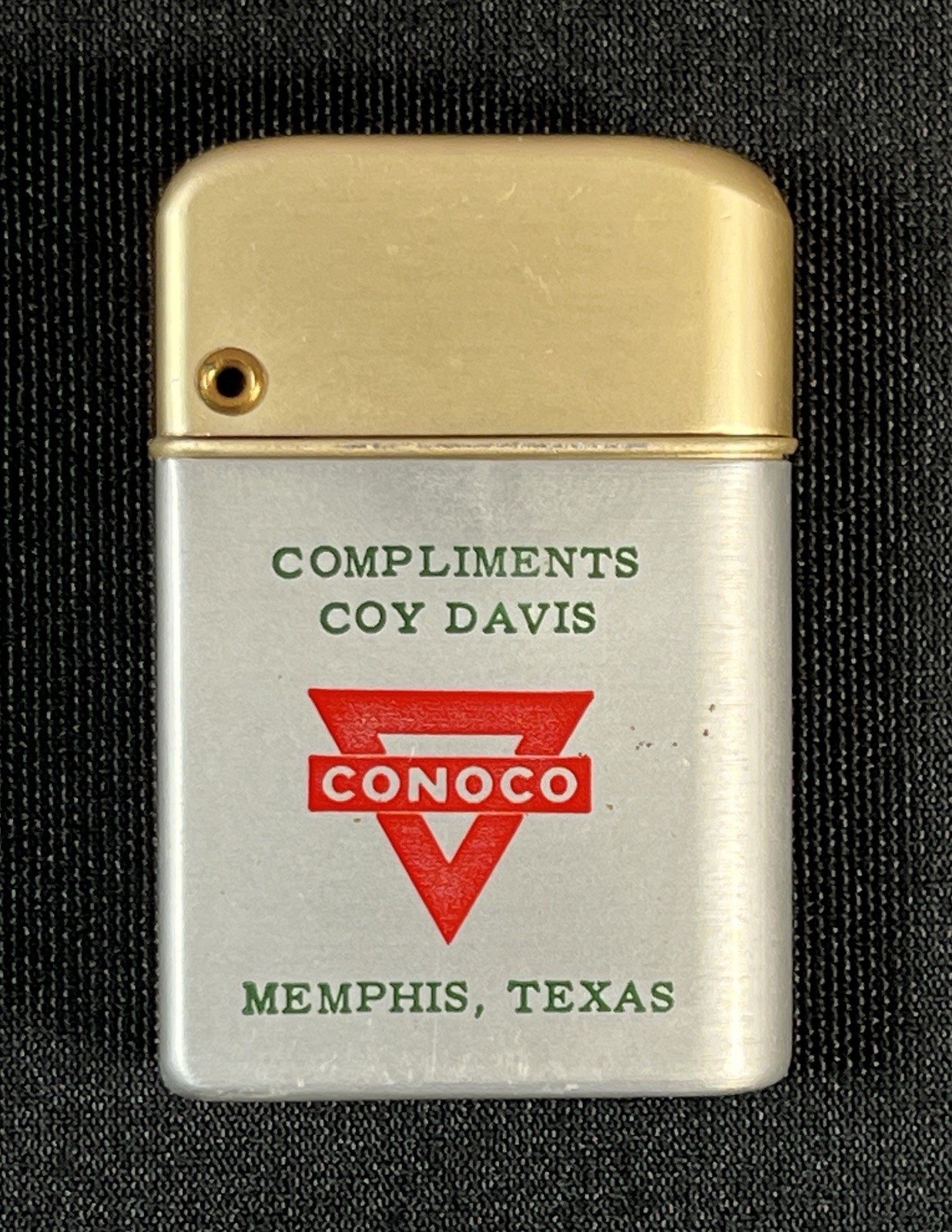 Vintage Bowers Storm Master CONOCO Coy Davis Memphis, TX Advertising Lighter