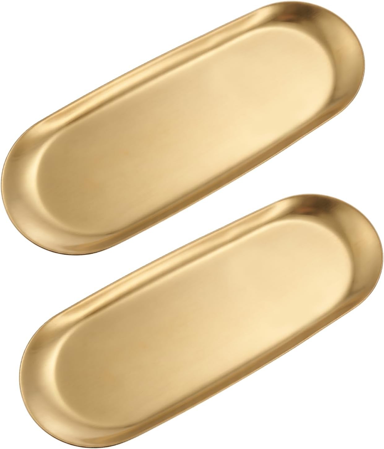 2-Pack 12 Inch Large Gold Decorative Tray, Stainless Steel Bathroom Vanity