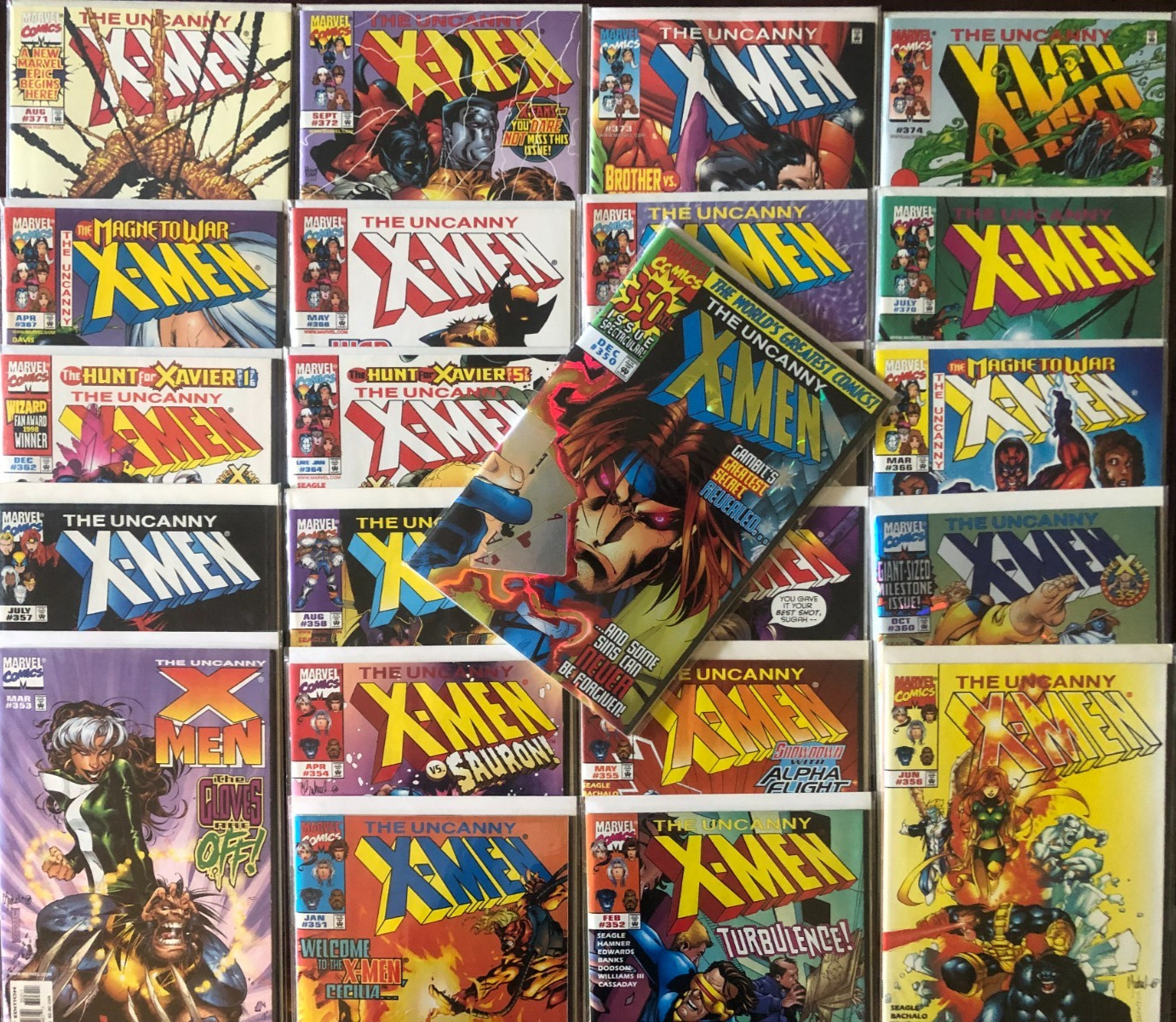 23x ALL VINTAGE 1997-99 UNCANNY X-MEN V1 #350-374 NR SOLID RUN LOT Prism Foil