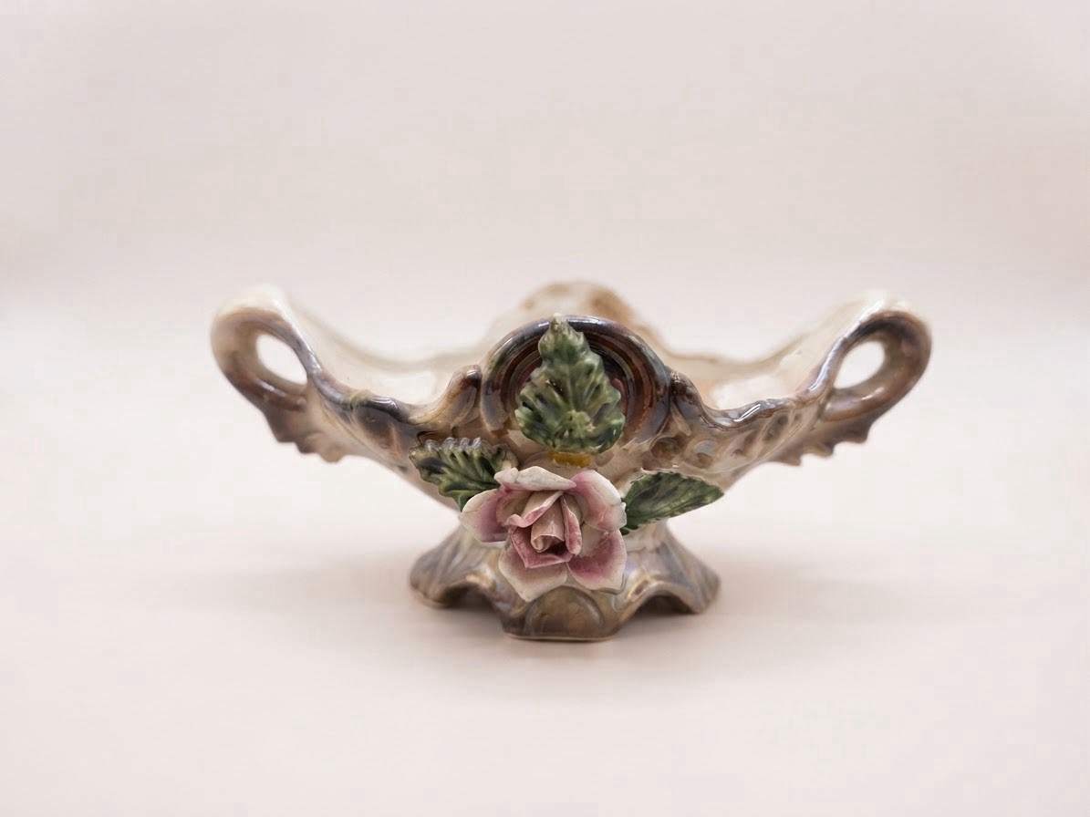 Vintage Ornate Lefton Rose Petal Pink Oval Dish (JD)