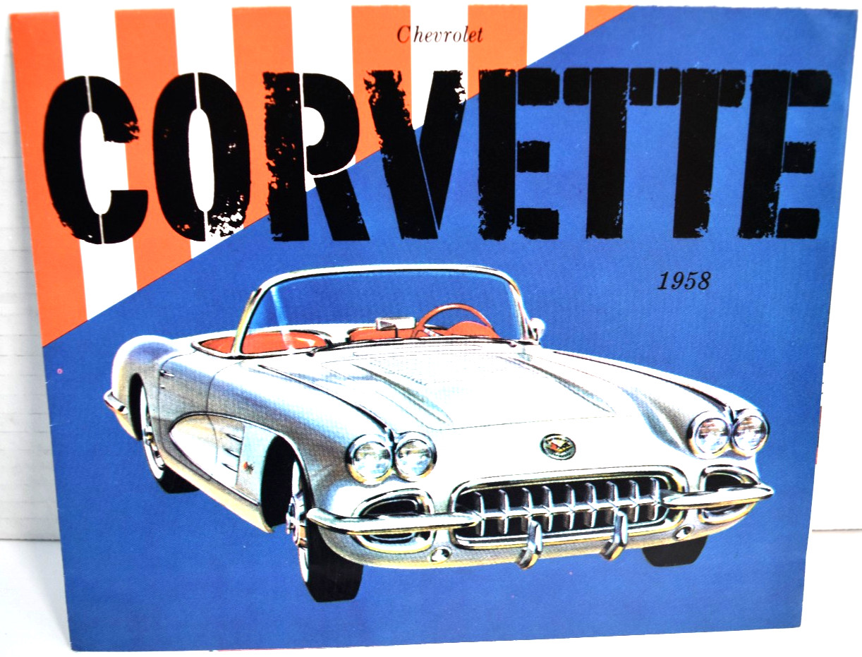VINTAGE 1958 CHEVROLET CORVETTE FOLD-OUT DEALER BROCHURE *EXCELLENT*