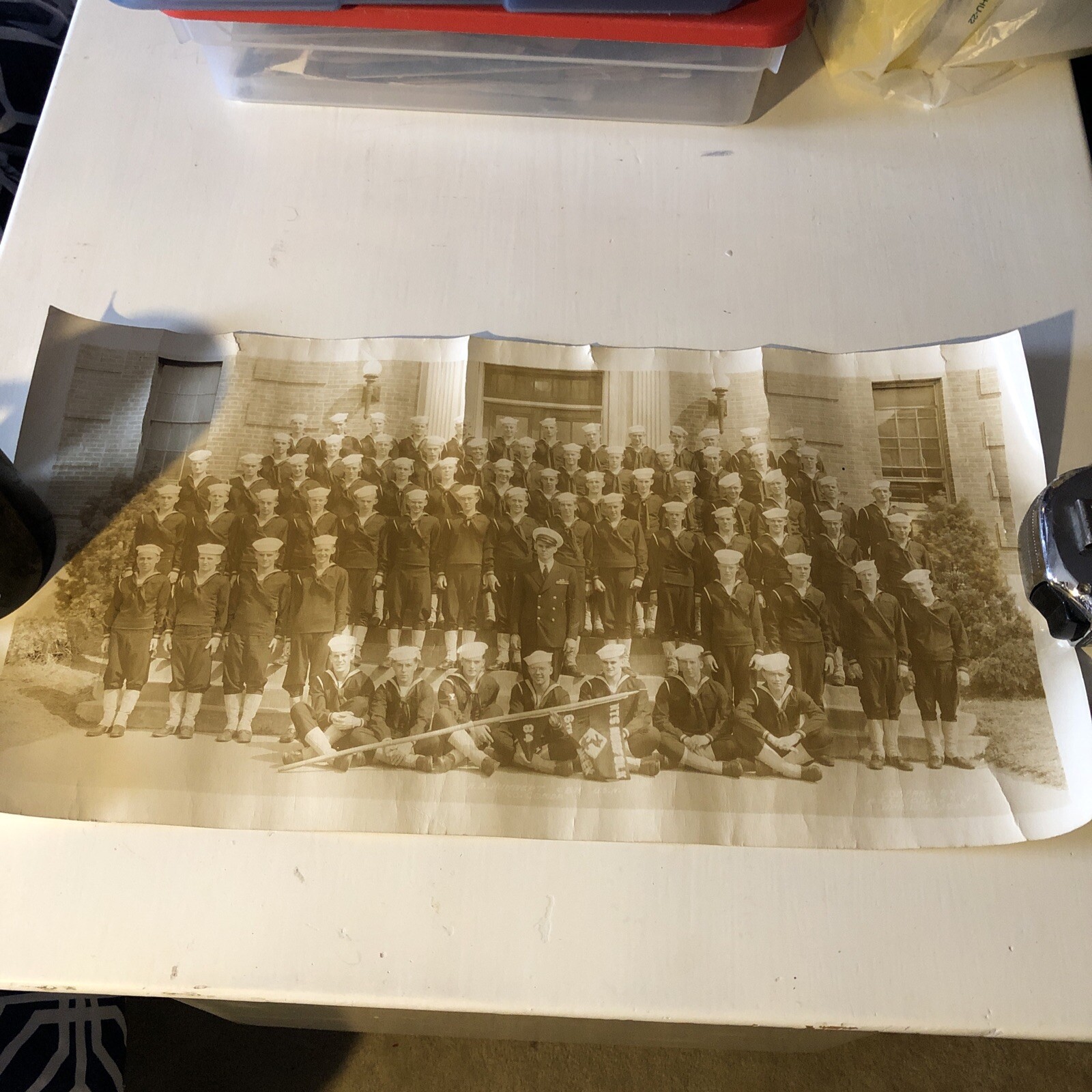 Vintage Autographed 1946 Panoramic Photo Military Group Navy Co. 84 Norfolk Va.