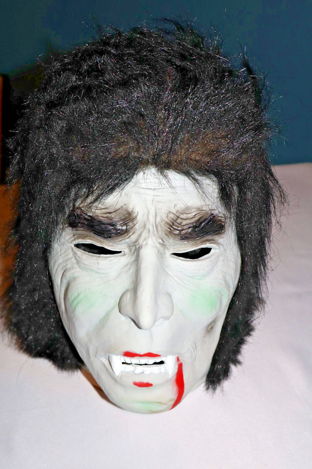 UNUSED VTG 1977 1978 Dracula vampire ghoul latex mask 70s NOS Target w hair NICE