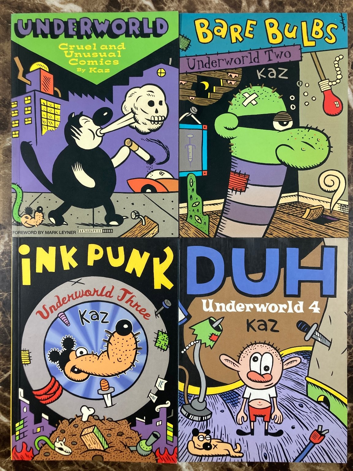 Underworld by Kaz Volume 1 2 3 4 Lot Set Fantagraphics Bare Bulbs Ink Punk Duh Underworld by Kaz Volume 1 2 3 4 Lot Set Fantagraphics Bare Bulbs Ink Punk Duh