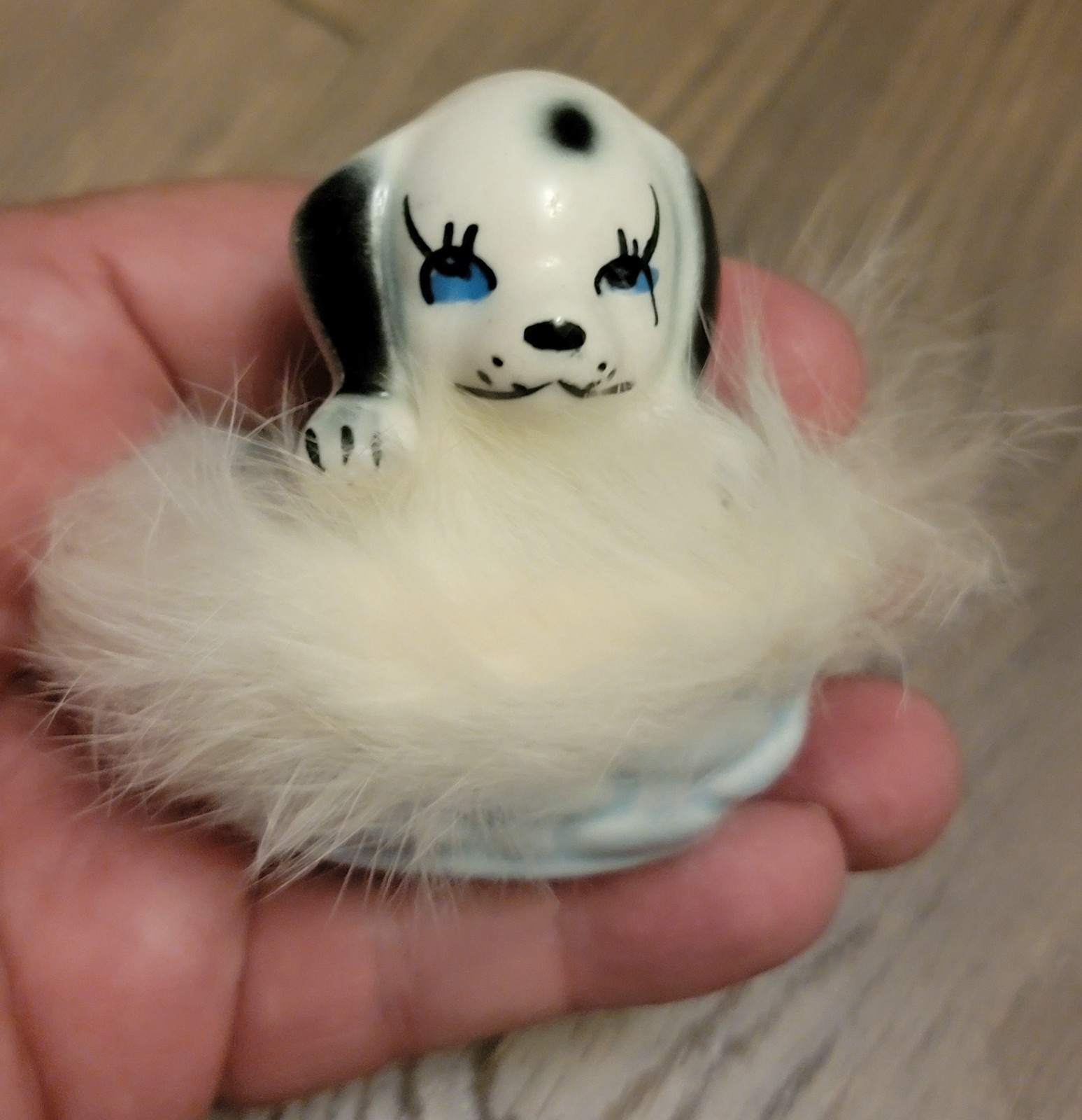 Vintage midcentury Dalmatian puppy figurine Japan 1950s or 1960s.