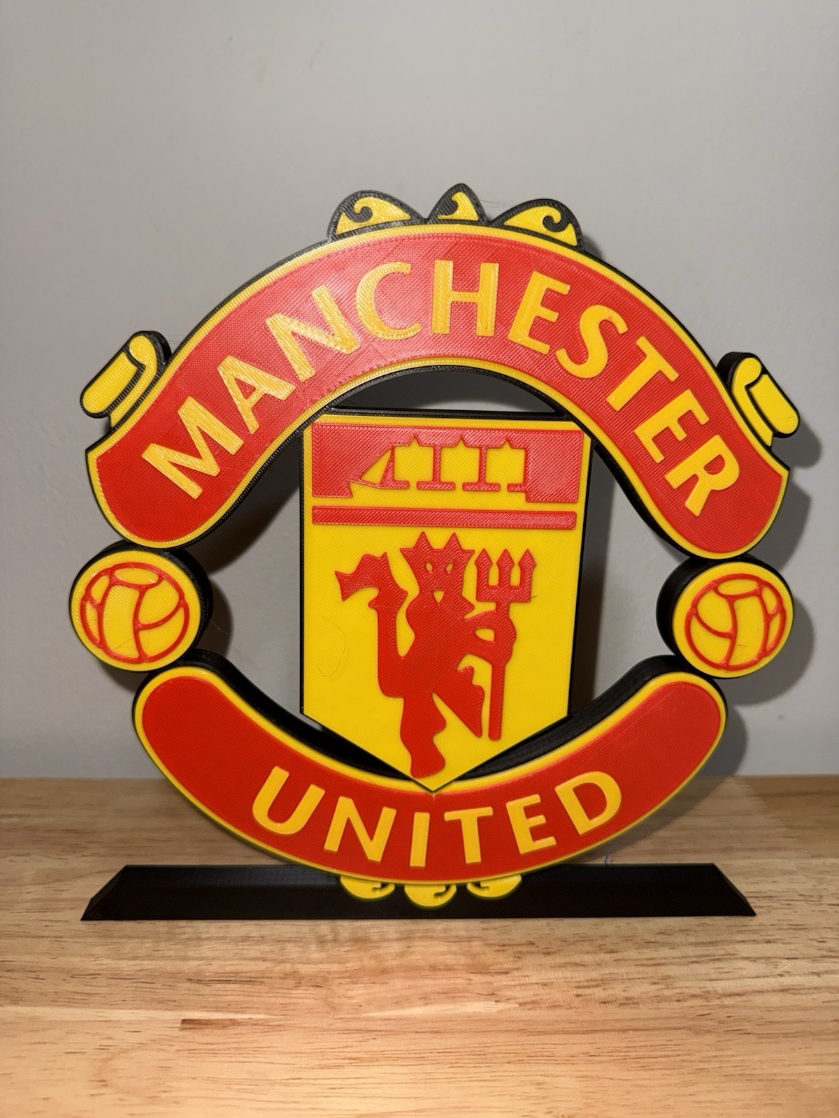 Manchester United Club Soccer Logo Sign  Shelf Art Wall Display Gift Futbol