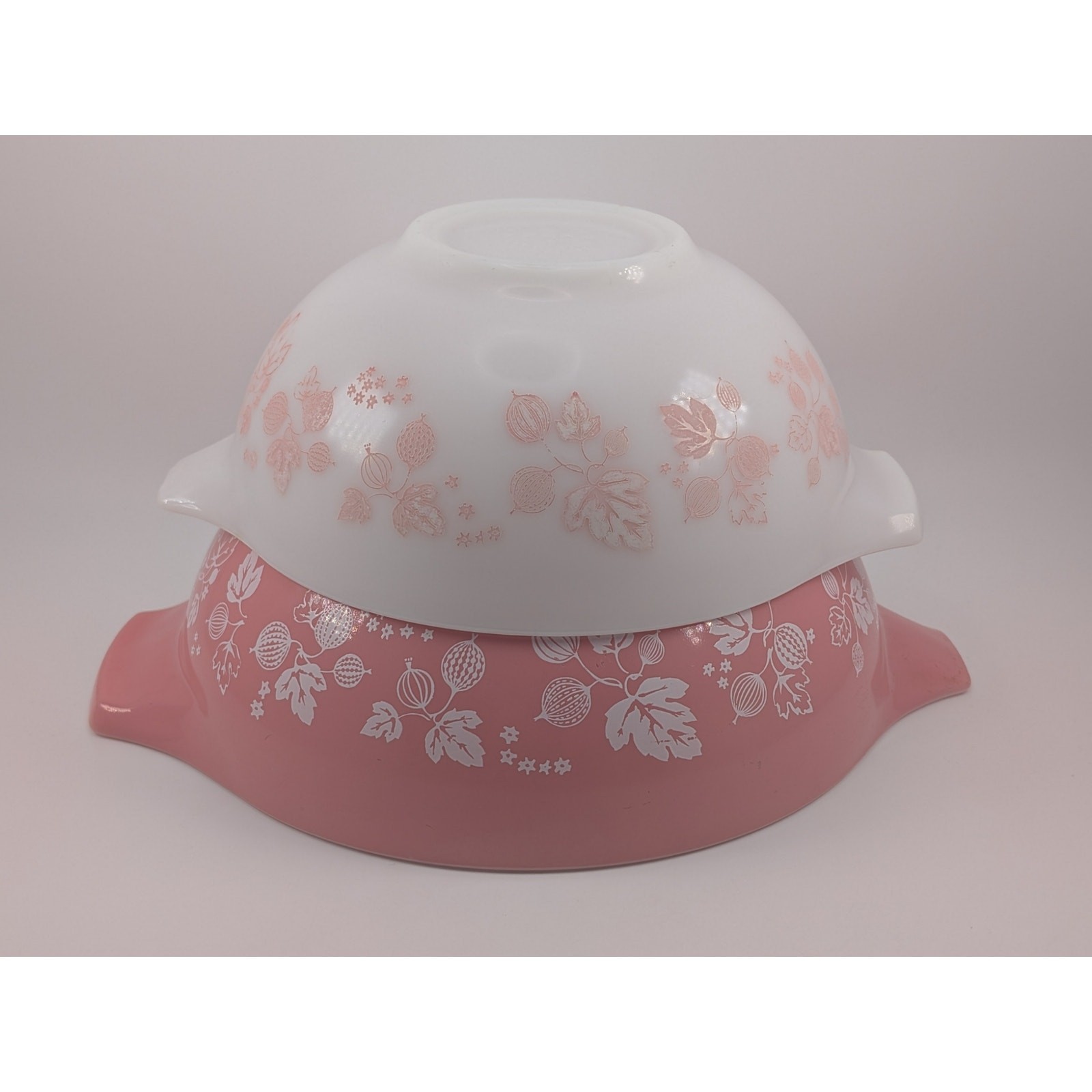 VTG 2 Set Pyrex Gooseberry Cinderella Mixing Bowls #444 4qt & #443 2.5qt SCUFFS VTG 2 Set Pyrex Gooseberry Cinderella Mixing Bowls #444 4qt & #443 2.5qt SCUFFS