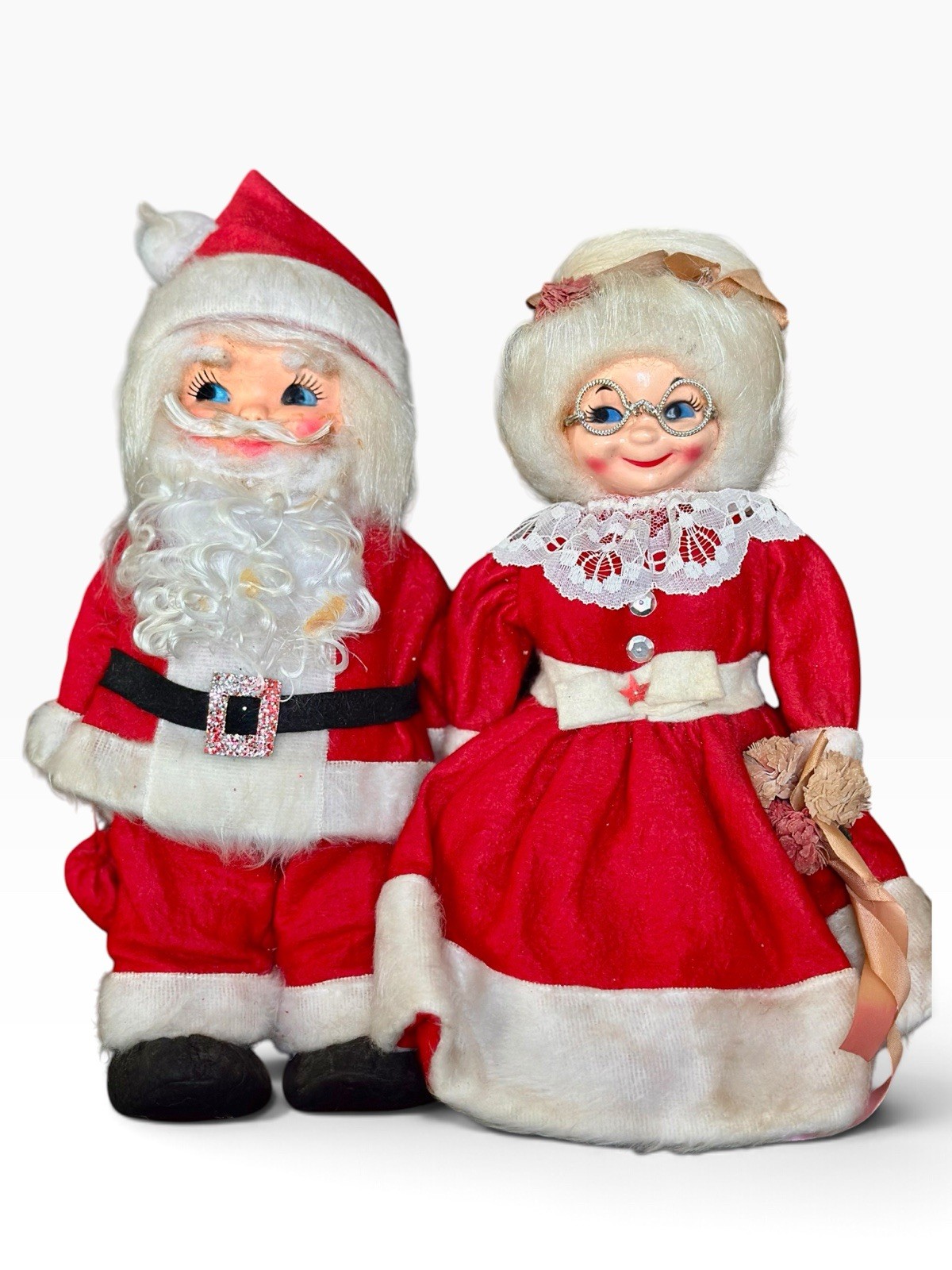 Vtg 1960\'s Christmas Mr & Mrs Santa Claus Dolls 14\