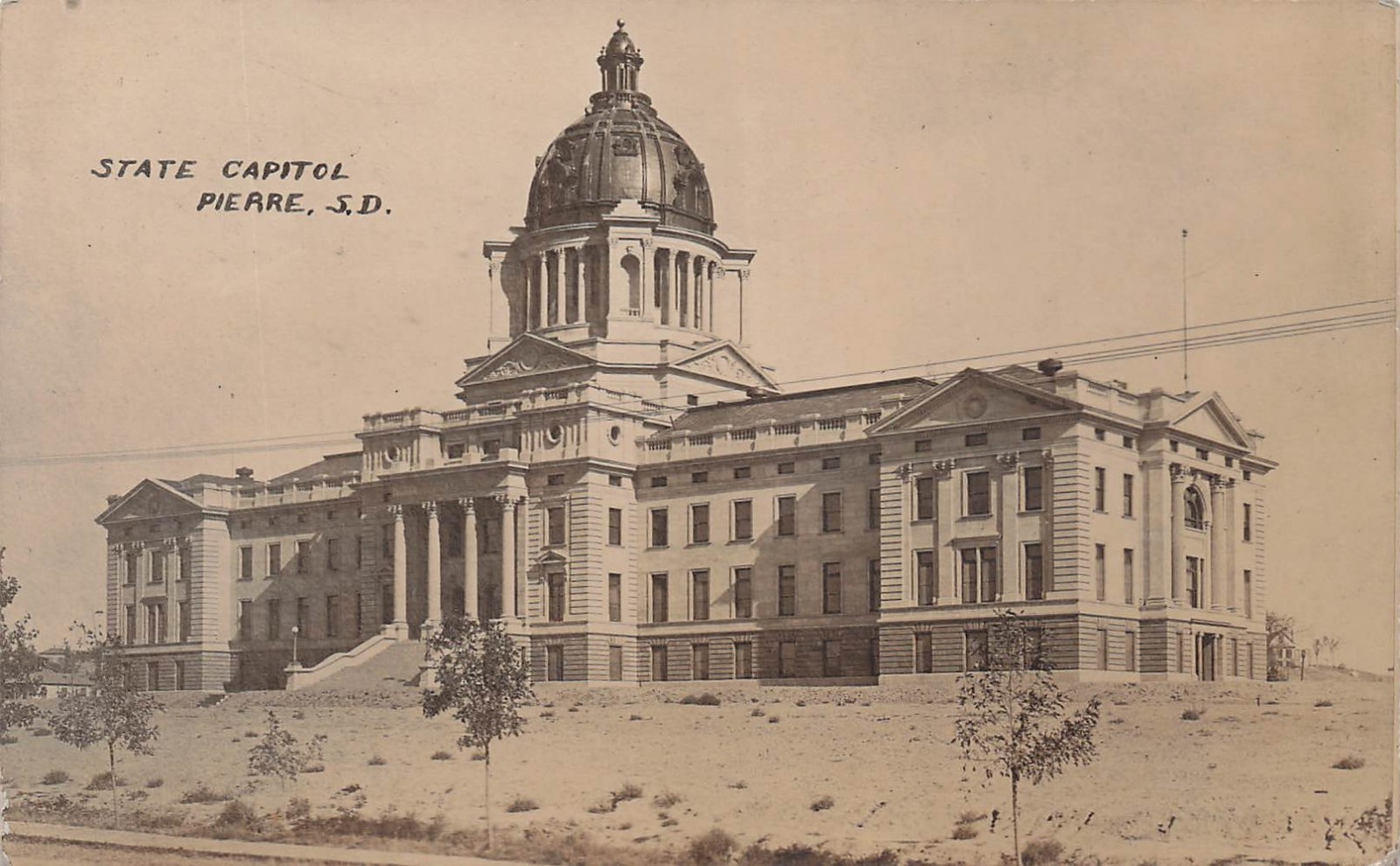 RPPC Pierre SD South Dakota State Capitol Photo Vtg Postcard 1A