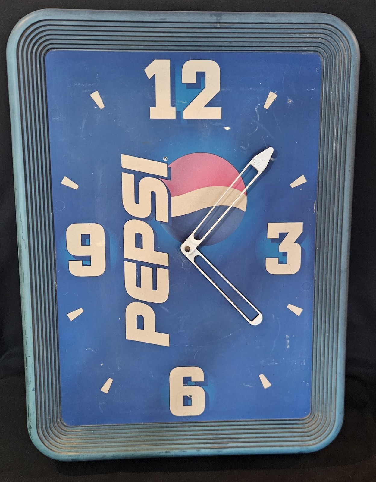 Vintage 1970s Pepsi Wall Clock Sign 18x14 Complete - Needs New Quartz Motor